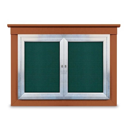 United Visual Products 18"x24" 1-Door Enclosed Letterboard, Blue Vinyl/Lt Oak UV2620O-LTOAK-BARBLU